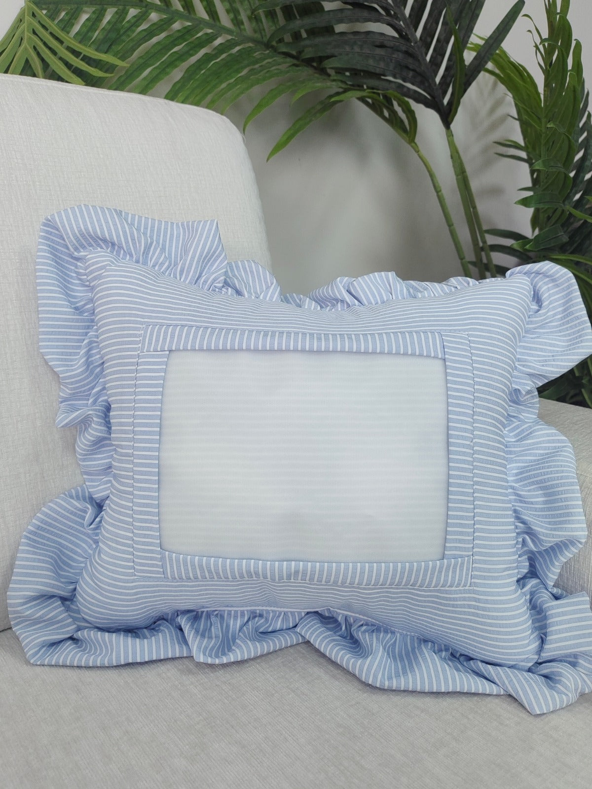 Blue Stripe Self Finishing Pillow