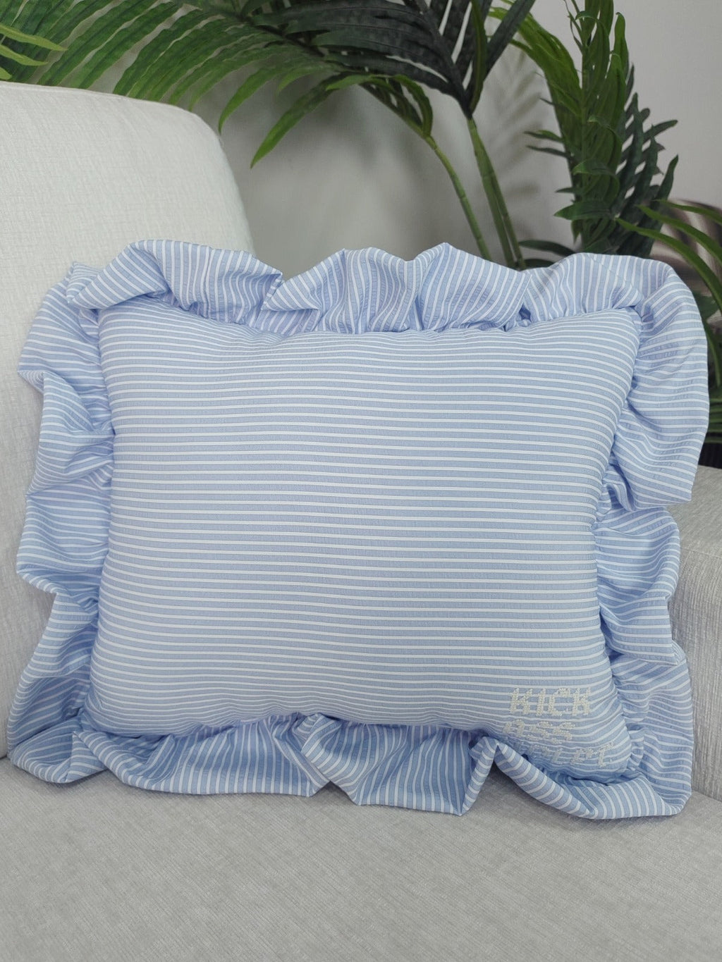 Blue Stripe Self Finishing Pillow