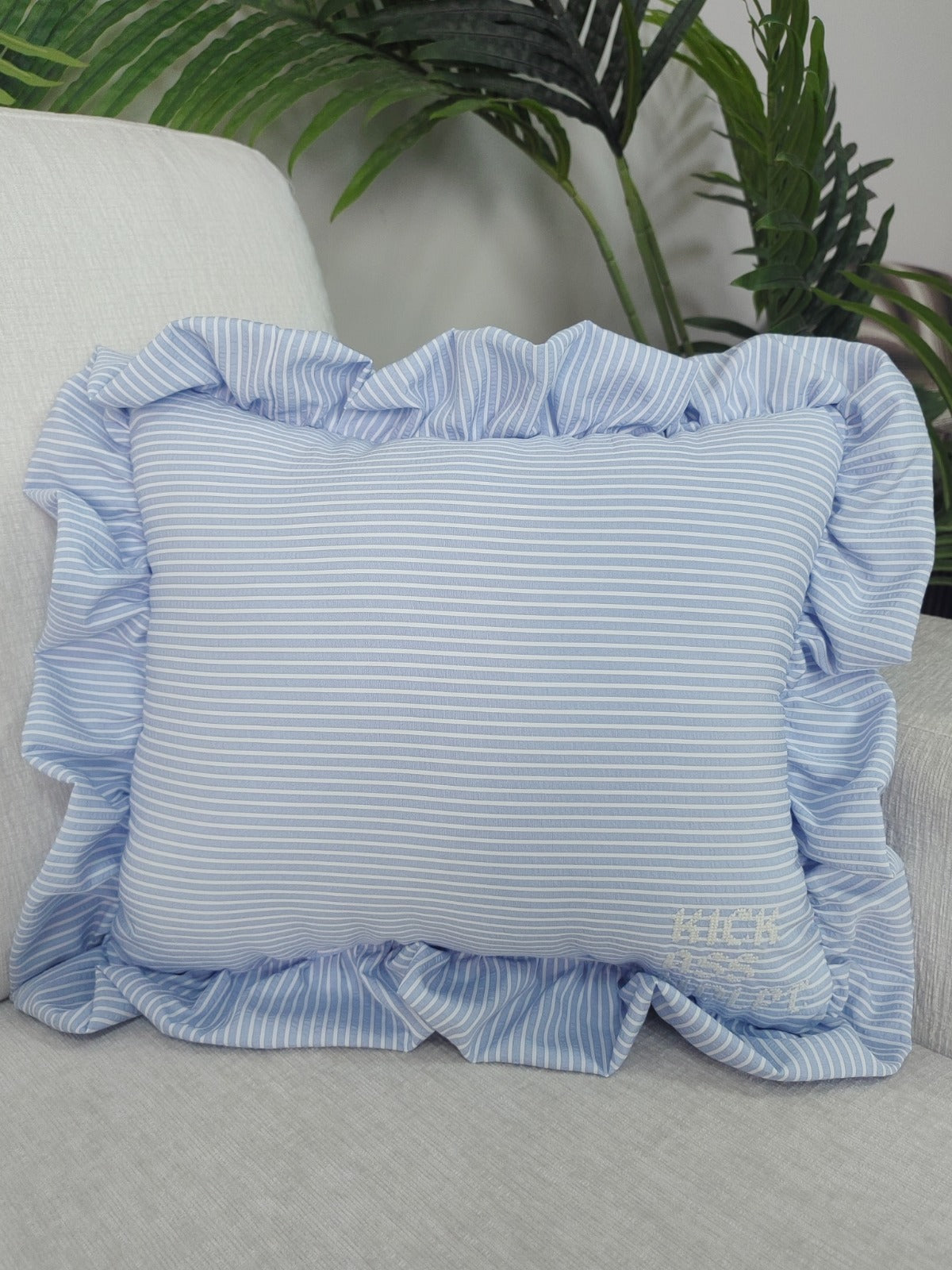 Blue Stripe Self Finishing Pillow