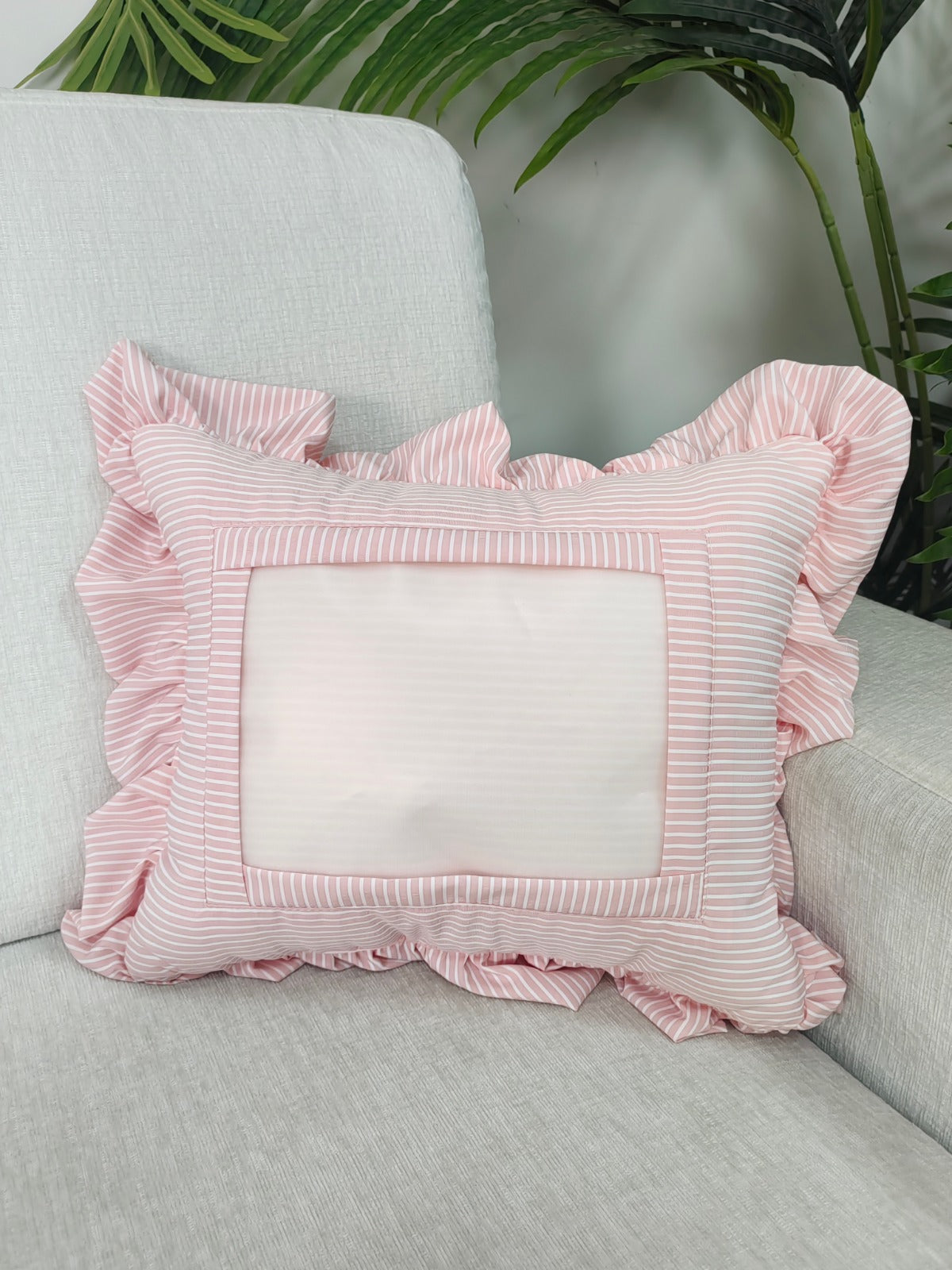 Light Pink Stripe Self Finishing Pillow