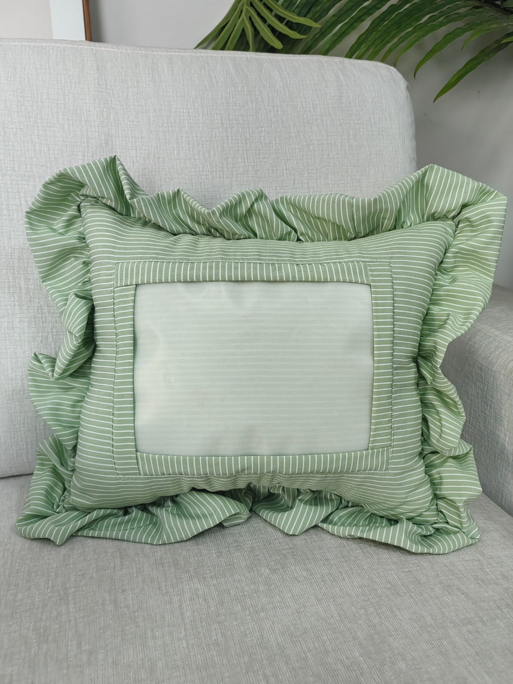 Green Stripe Self Finishing Pillow