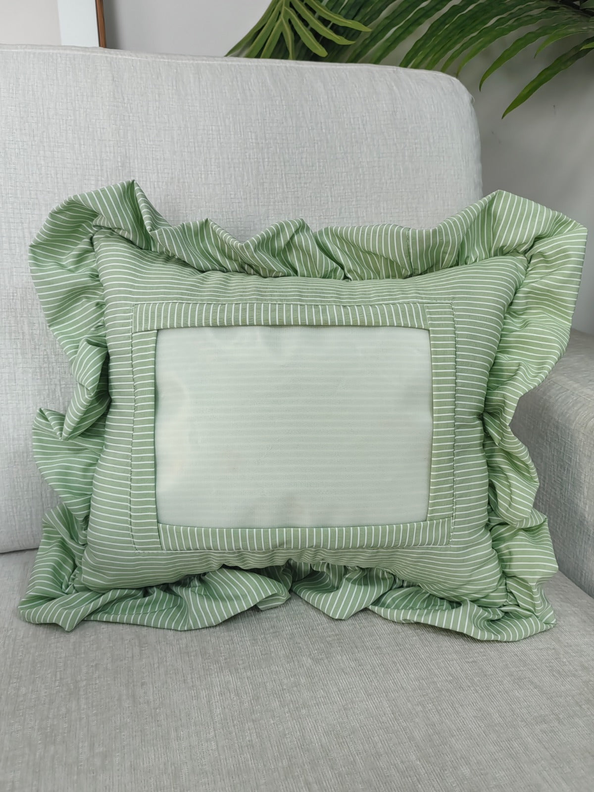 Green Stripe Self Finishing Pillow